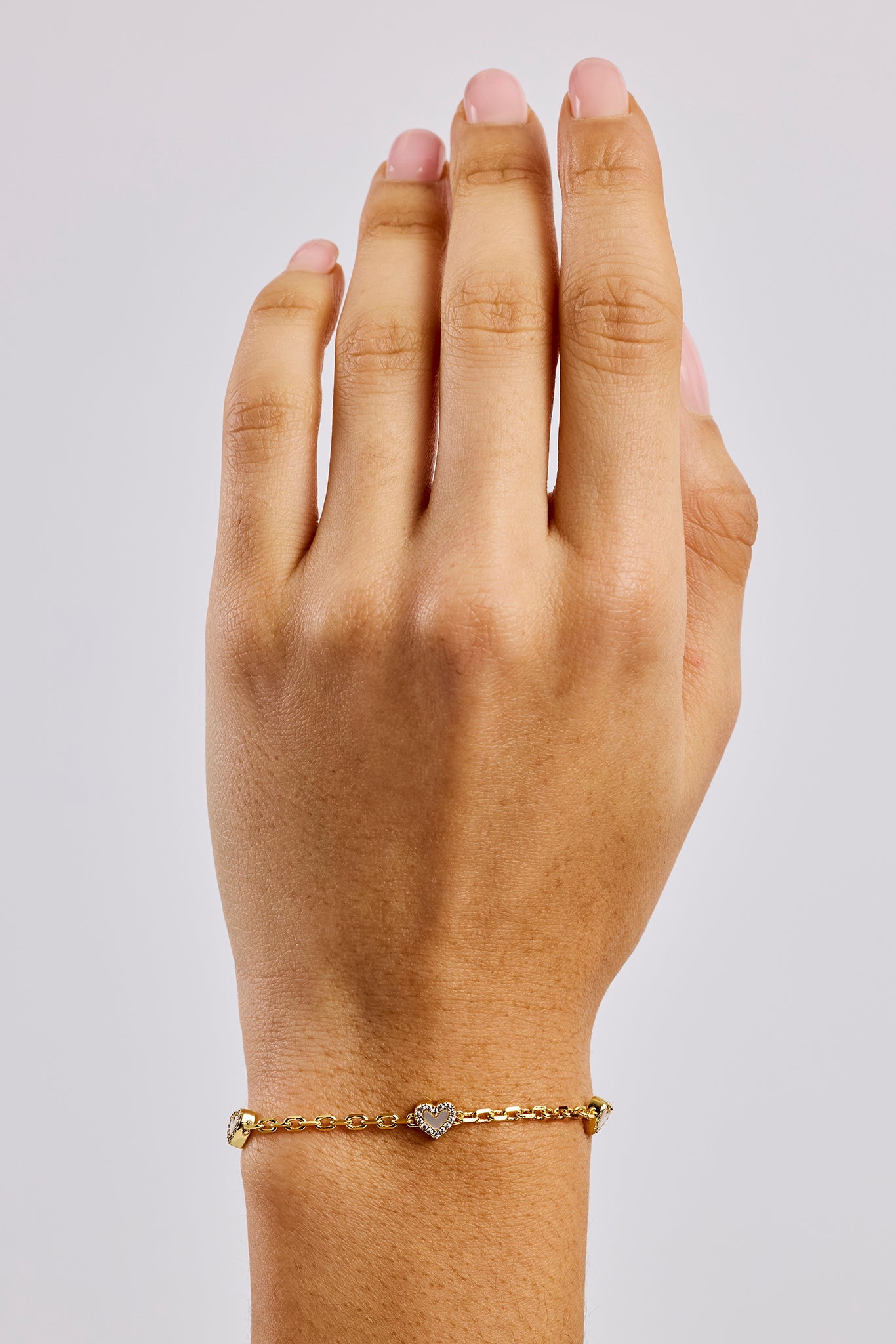 Mother Of Pearl Heart Bracelet - Gold